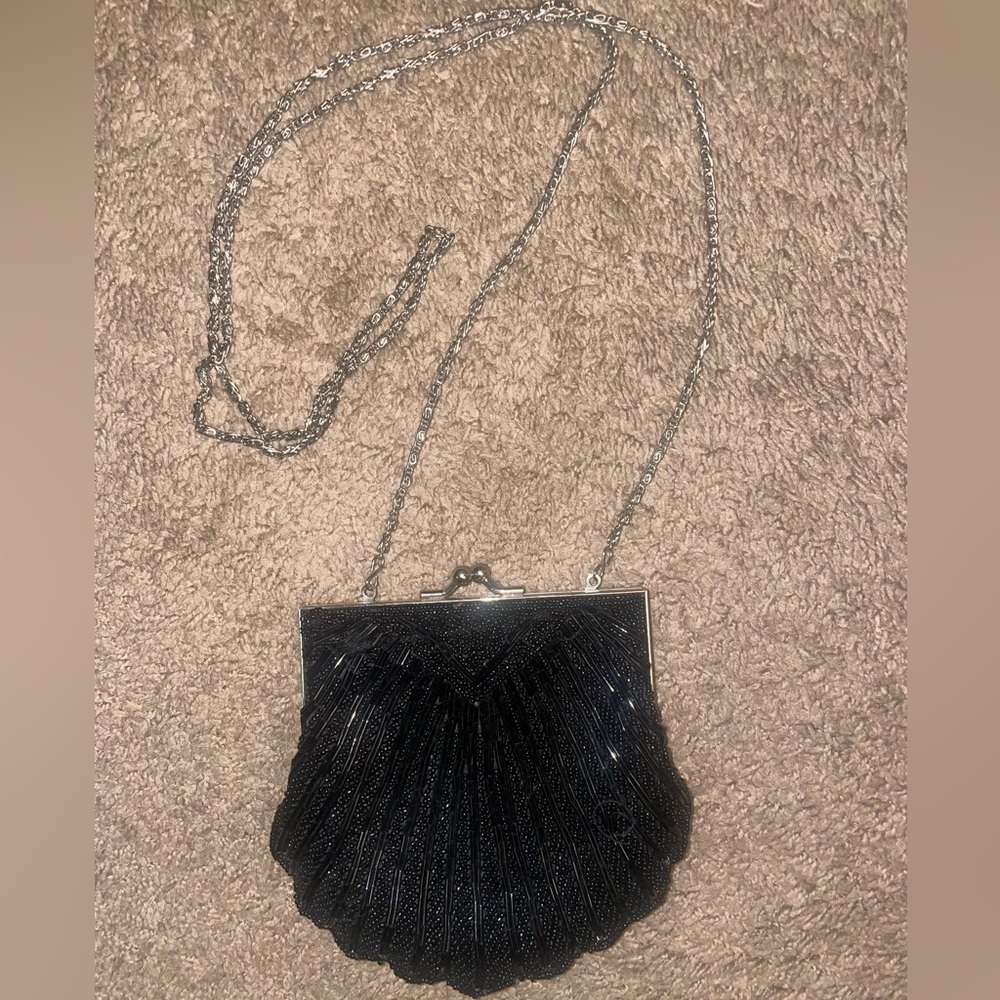 Vintage Black Beaded Evening Clutch Bag - Picture 4 of 7